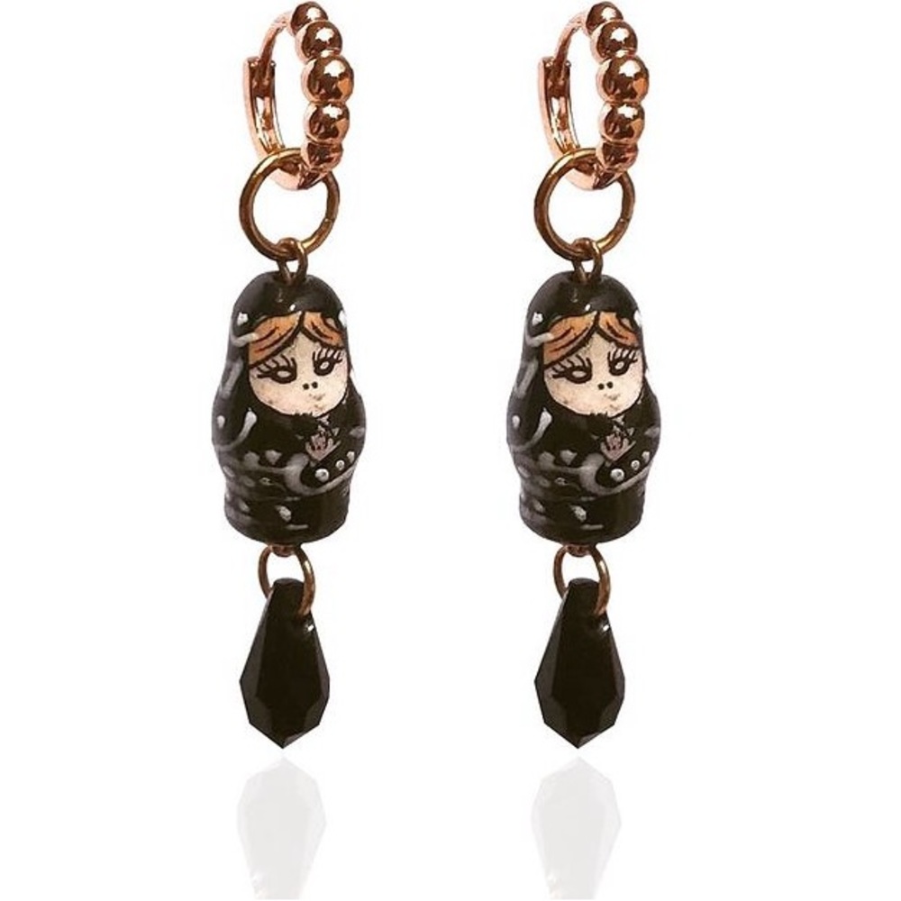gold plated earrings with matryoshka charms.